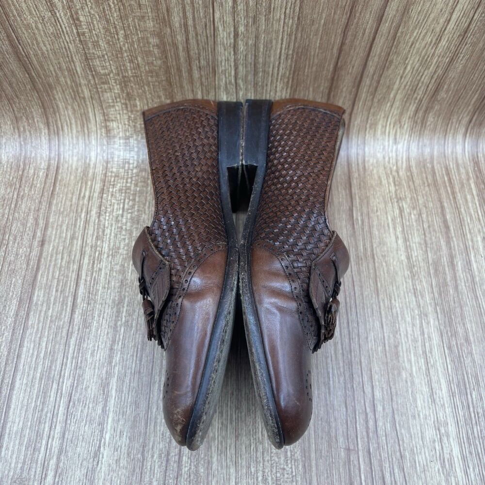 Mezlan COZUMEL Cognac Brown Tassel Woven Men's Size 9 M Dress Shoe Loafer - Picture 5 of 9